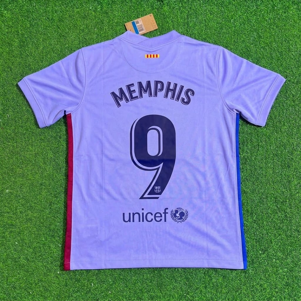Maillot de football rétro Memphis Depay #9 Barcelone saison 2021-22