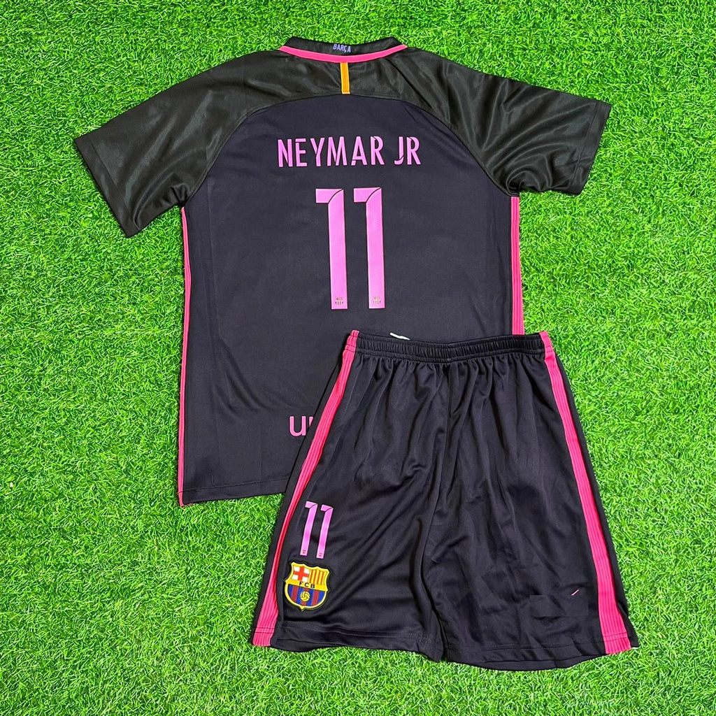 Neymar Jr Barcelona 2014/15 Retro Black Pink Kids Jersey Soccer Maillot KinderTrikot Maglia Soccer Shirt