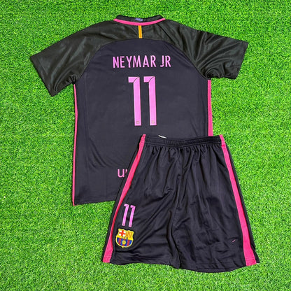 Neymar Jr Barcelona 2014/15 Retro Black Pink Kids Jersey Soccer Maillot KinderTrikot Maglia Soccer Shirt