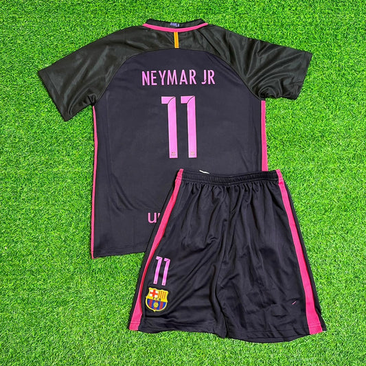 Neymar Jr Barcelona 2014/15 Retro Black Pink Kids Jersey Soccer Maillot KinderTrikot Maglia Soccer Shirt
