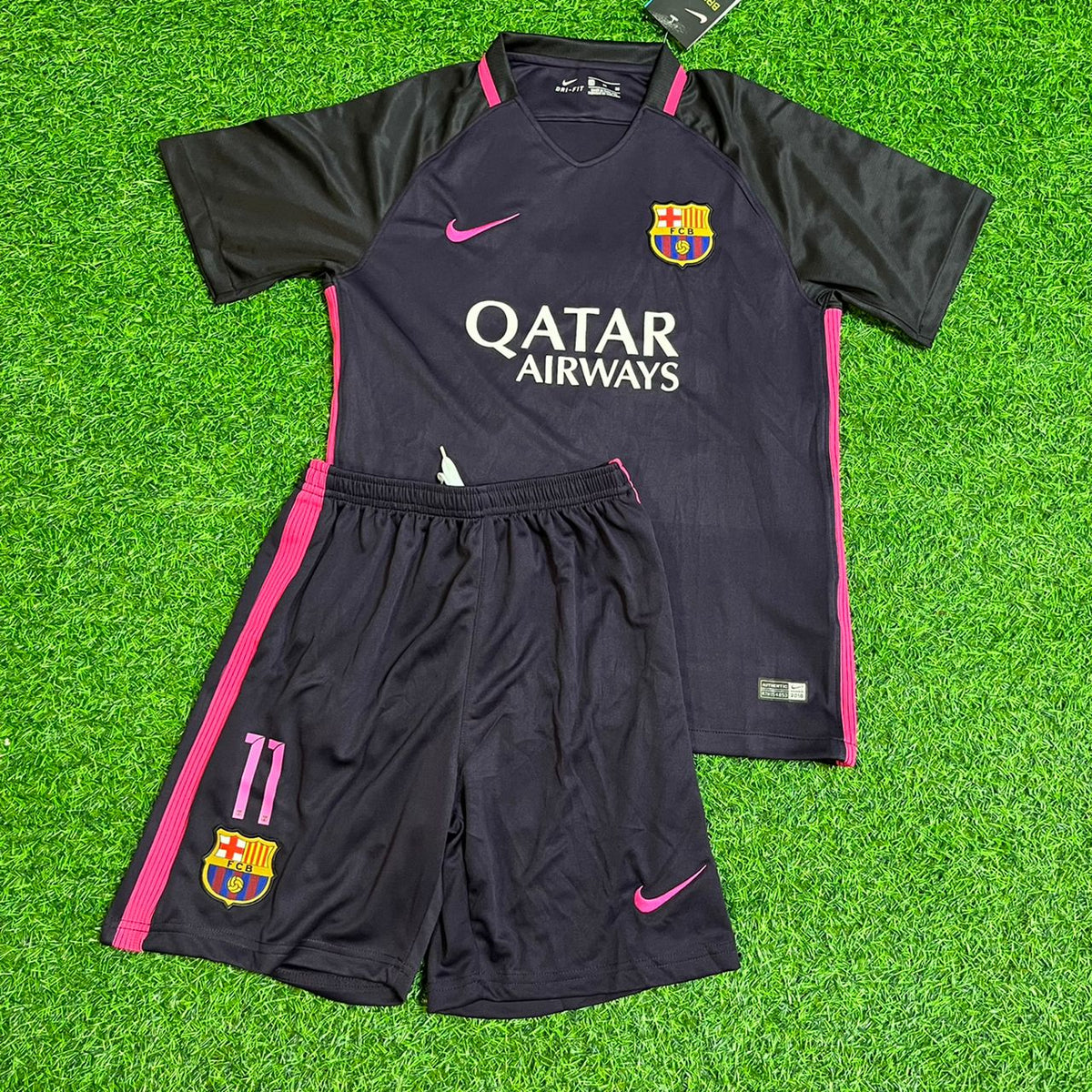 Neymar Jr Barcelona 2014/15 Retro Black Pink Kids Jersey Soccer Maillot KinderTrikot Maglia Soccer Shirt