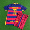 Neymar Jr Barcelona 2015/16 Retro Black Pink Kids Jersey Soccer Maillot KinderTrikot Maglia Soccer Shirt