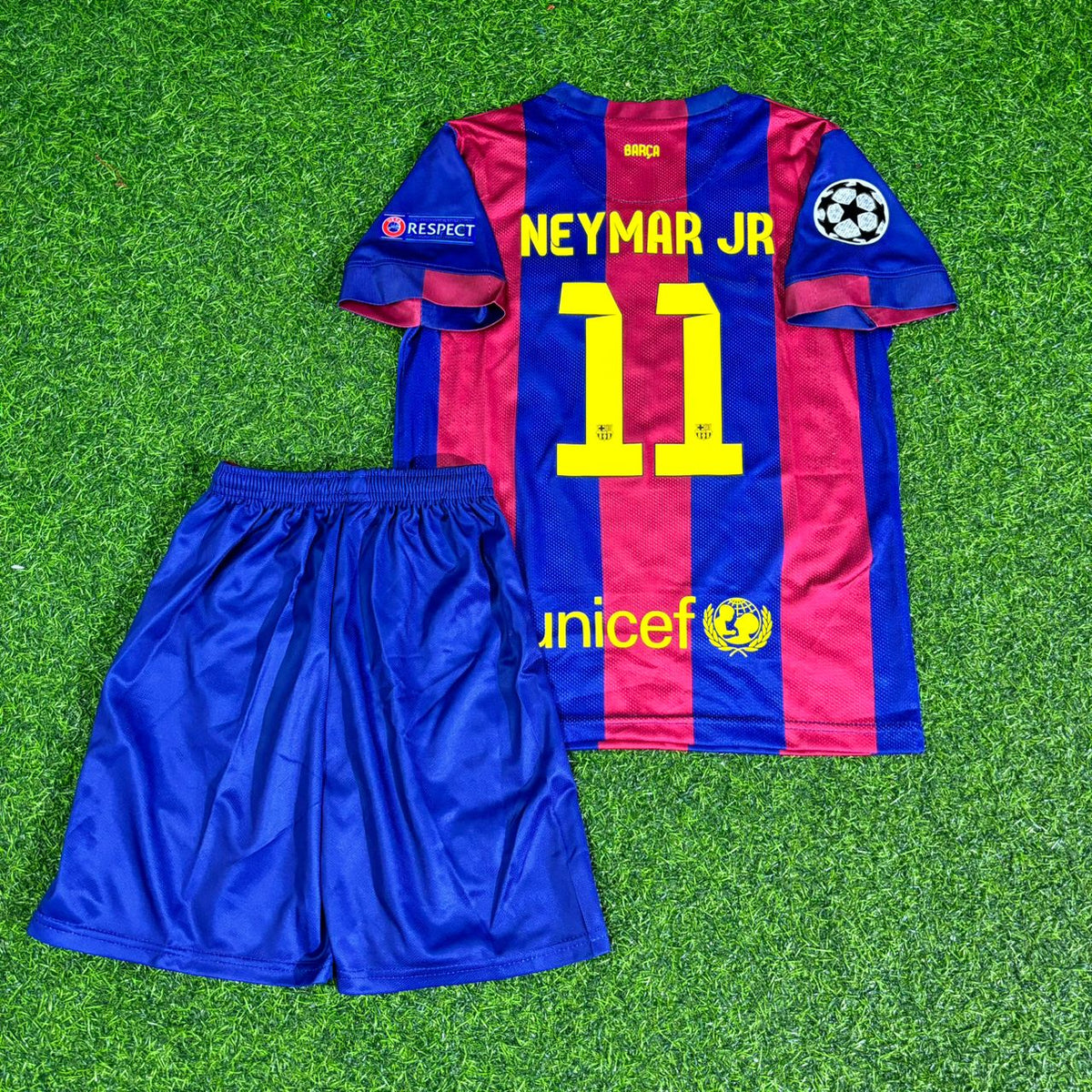 Neymar Jr Barcelona 2015 Final Home Kids Kit – Kit Jersey for Children – | KinderTrikot | Maillot Enfant Soccer Shirt