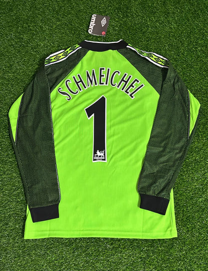 Maillot de gardien de football rétro à manches longues vert Peter Schmeichel Manchester United 1998-1999