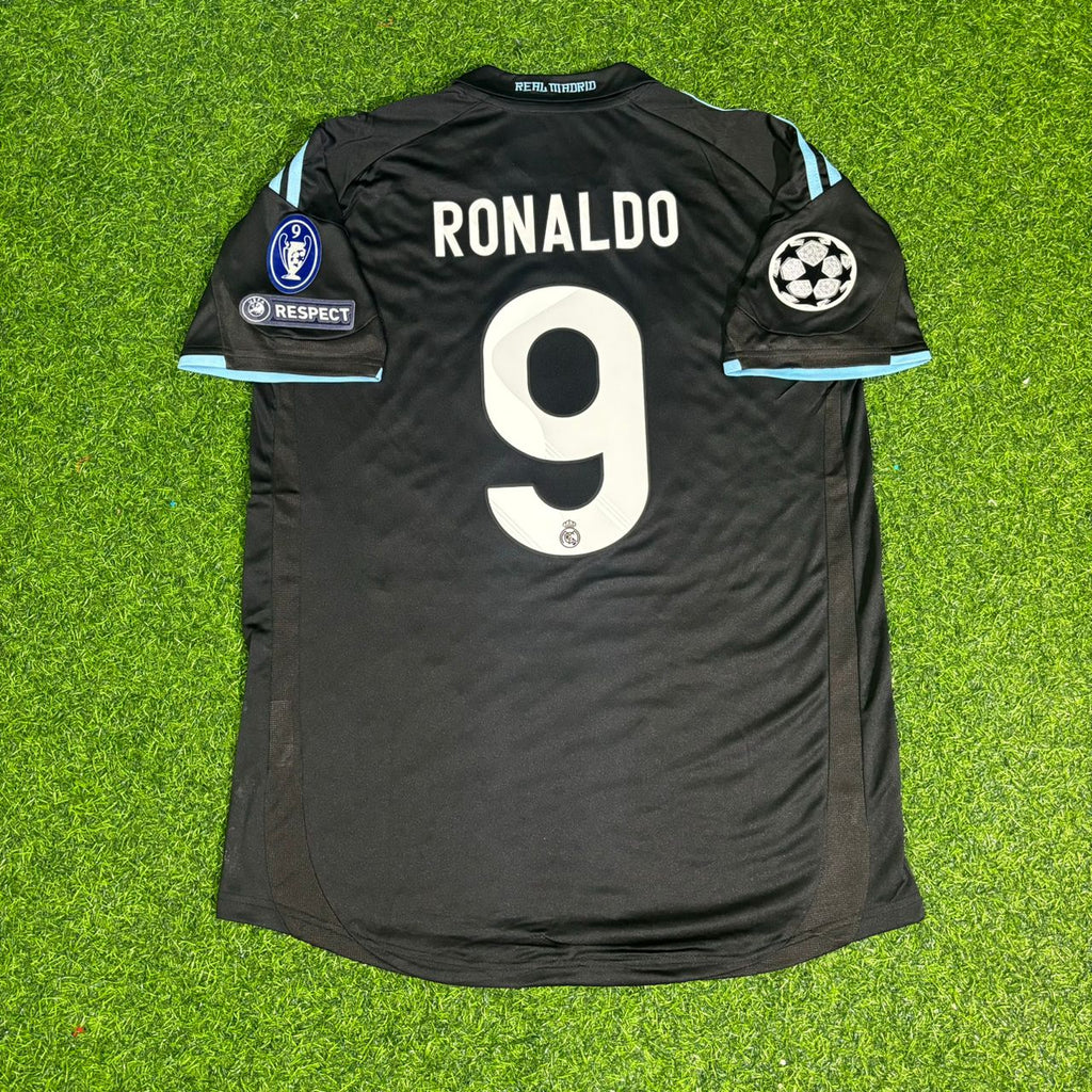Real Madrid 2009 2010 Cristiano Ronaldo CR7 Debüt Nummer 9 Auswärts Retro Fußballtrikot Set