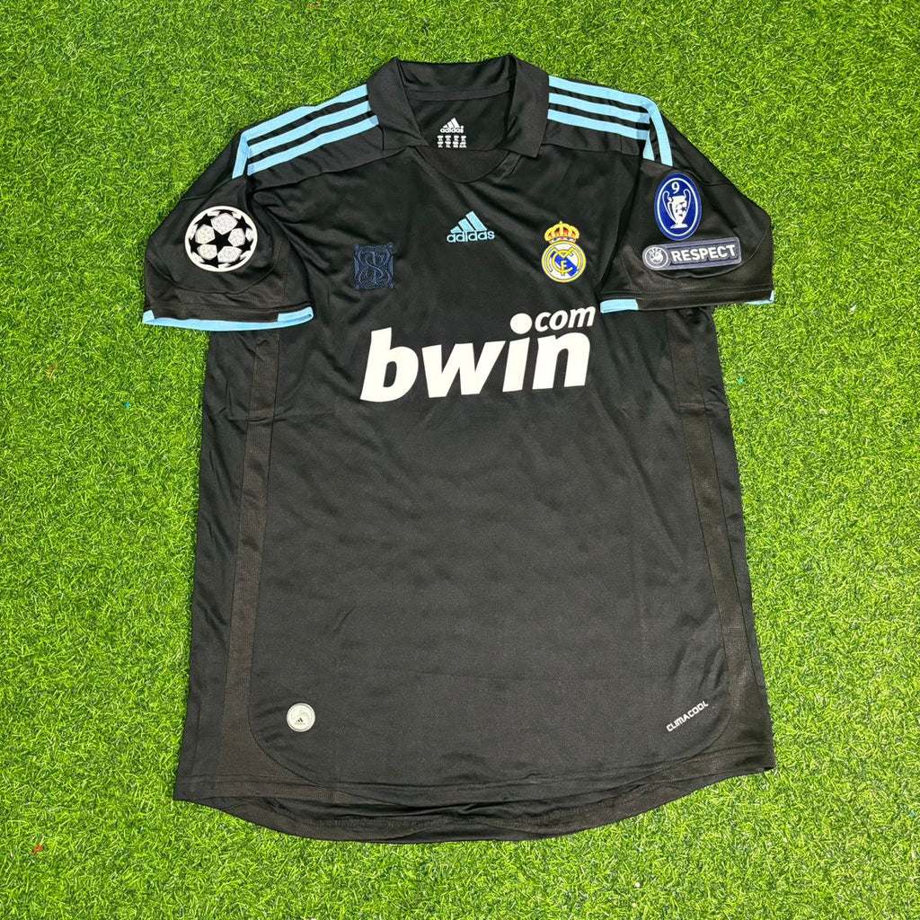 Real Madrid 2009 2010 Cristiano Ronaldo CR7 Debüt Nummer 9 Auswärts Retro Fußballtrikot Set