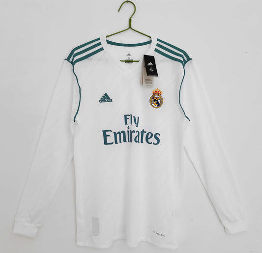 Real Madrid C.F. 2017-2018 Season Home Long Sleeve Retro Football Jersey Trikot Maillot