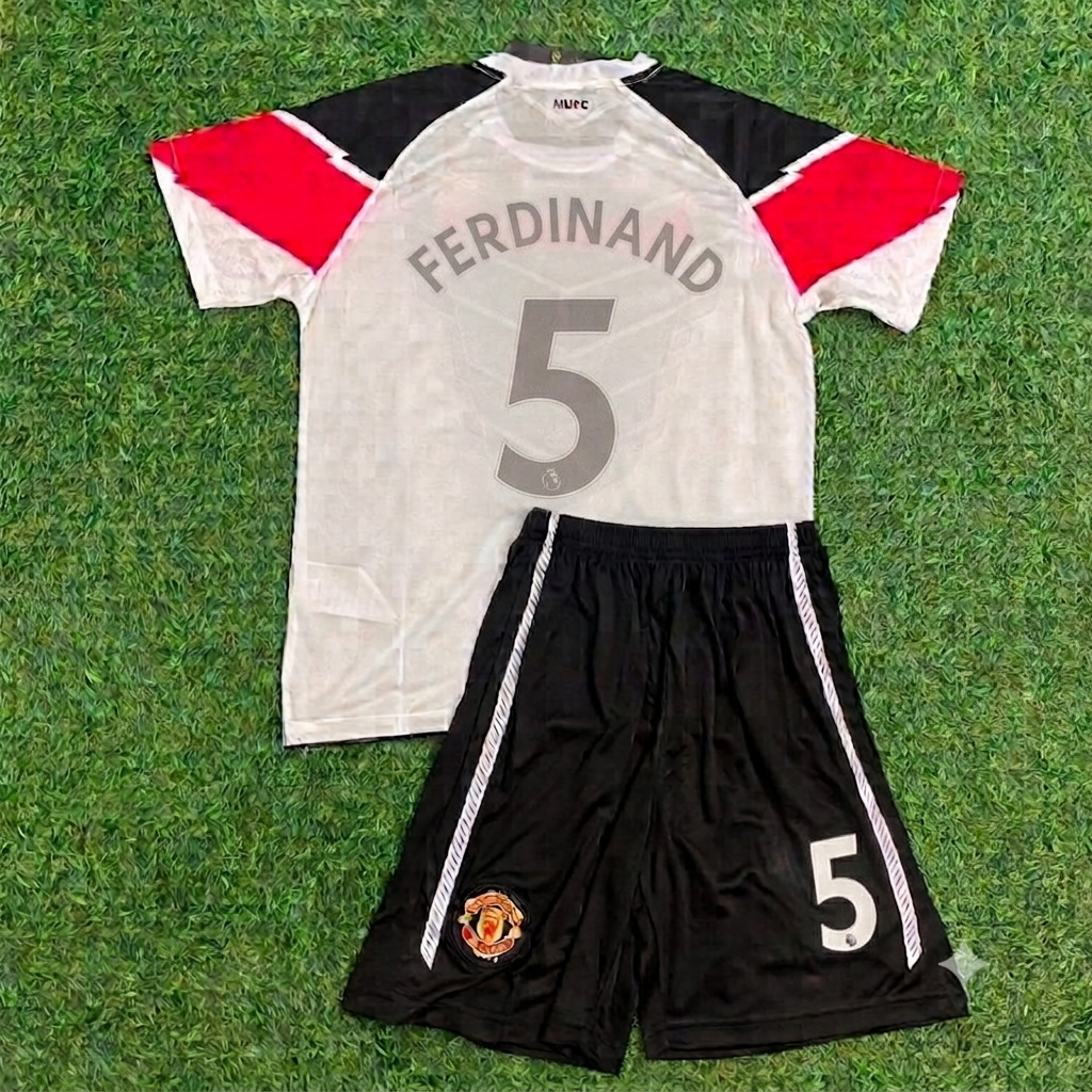 Rio Ferdinand Manchester United 2011 Champions League Final Kids Retro Football Jersey Kit