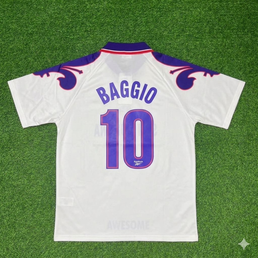 Roberto Baggio Fiorentina Retro White Purple Football Jersey
