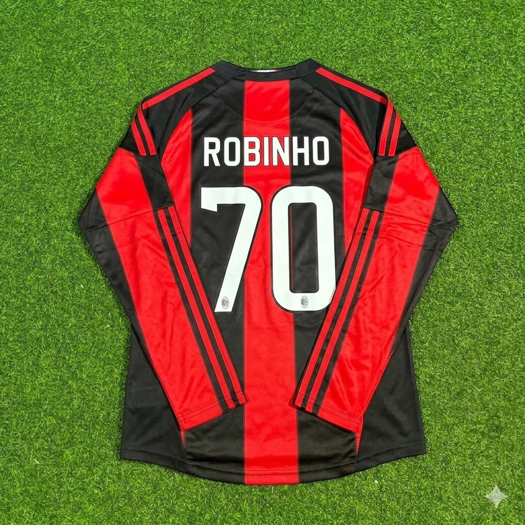 Camiseta de fútbol retro de manga larga Robinho AC Milan 2010-2011 local