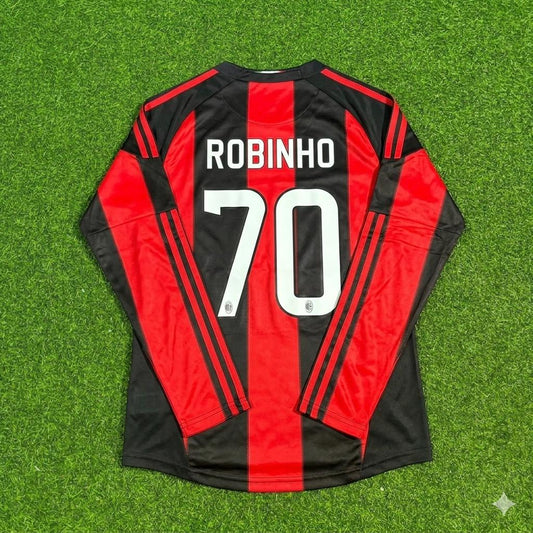 Maillot de football rétro domicile à manches longues Robinho AC Milan 2010-2011