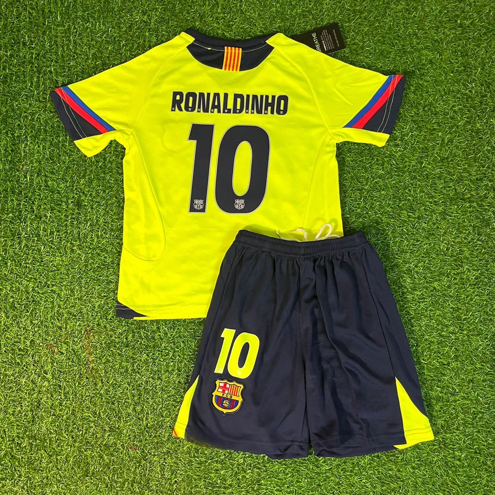 Ronaldinho Gaucho Barcelona 2005 2006 Grün Gelb Kinder Retro Trikot Maillot Fußballshirt