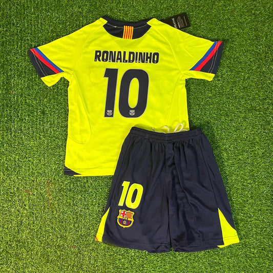 Ronaldinho Gaucho Barcelona 2005 2006 Grün Gelb Kinder Retro Trikot Maillot Fußballshirt