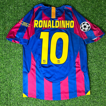 Ronaldinho Gaucho Barcelona 2006 Final Retro Short Sleeve Football Jersey