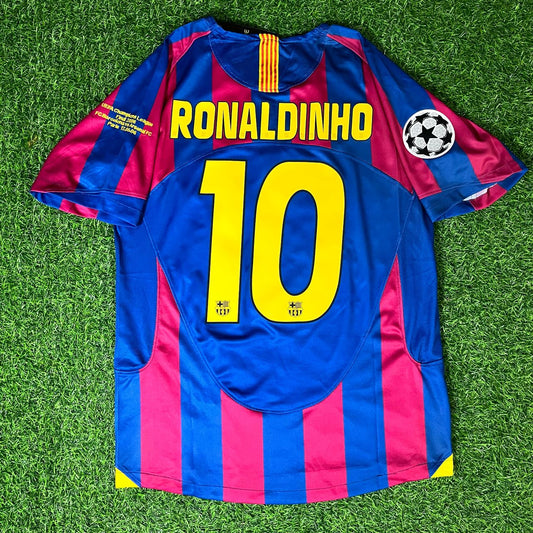 Ronaldinho Gaucho Barcelona 2006 Final Retro Short Sleeve Football Jersey