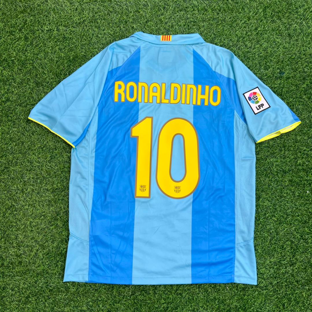 Ronaldinho Gaucho Barcelona 2008 Auswärtstrikot Blau Retro Trikot Maillot Fußballtrikot