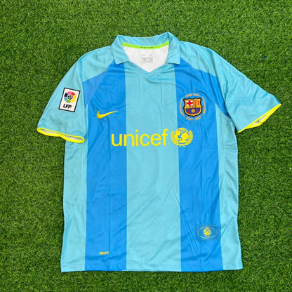 Ronaldinho Gaucho Barcelona 2008 Away Blue Retro Jersey Kit Trikot Maillot Soccer Shirt
