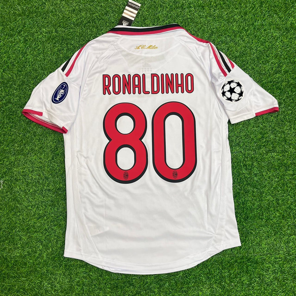 Ronaldinho Gaucho Milan Saison 2009 2010 Weiß Retro Trikot