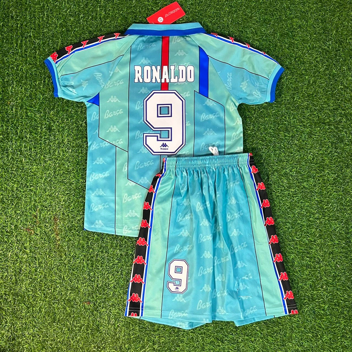 Maillot de foot rétro Ronaldo Nazario Barcelone 1996 1997 pour enfants