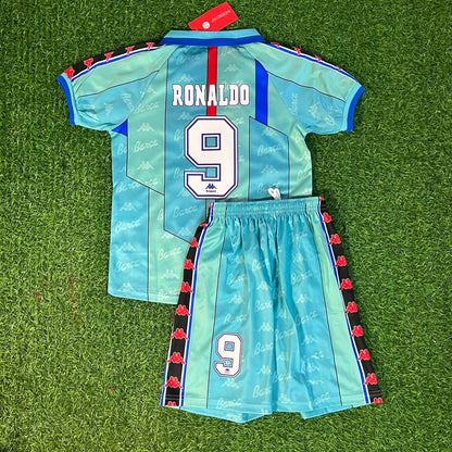 Ronaldo Nazario Barcelona 1996 1997 Retro Kinder Fußballtrikot