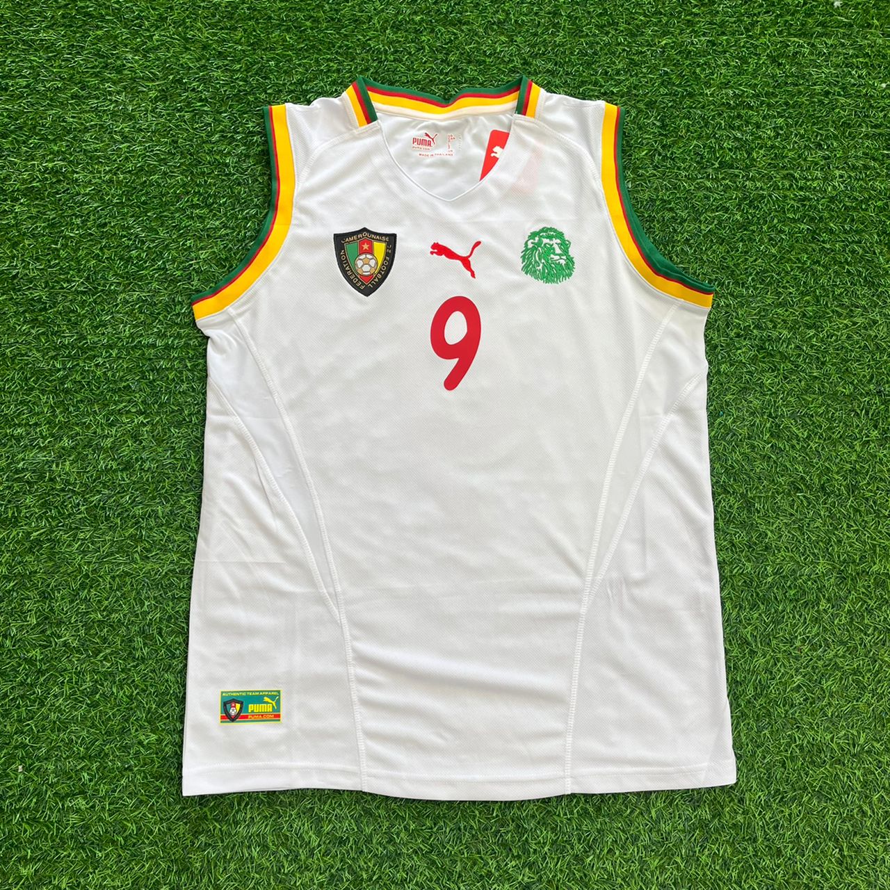 Samuel Eto'o 9 - Kamerun AFCON 2002 Retro Ärmelloses Trikot Fußballtrikot