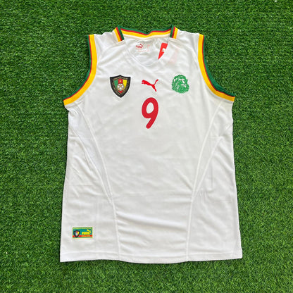 Samuel Eto'o 9 - Kamerun AFCON 2002 Retro Ärmelloses Trikot Fußballtrikot