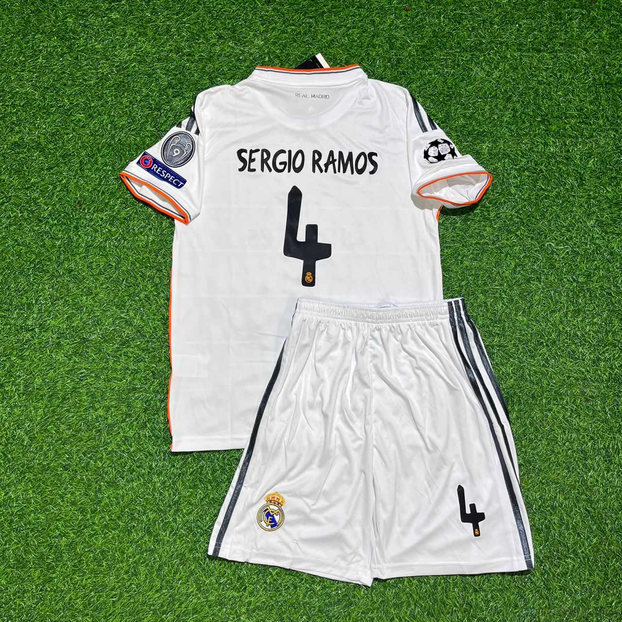 Sergio Ramos Real Madrid 2014 CL Final Kids Football Jersey Kit