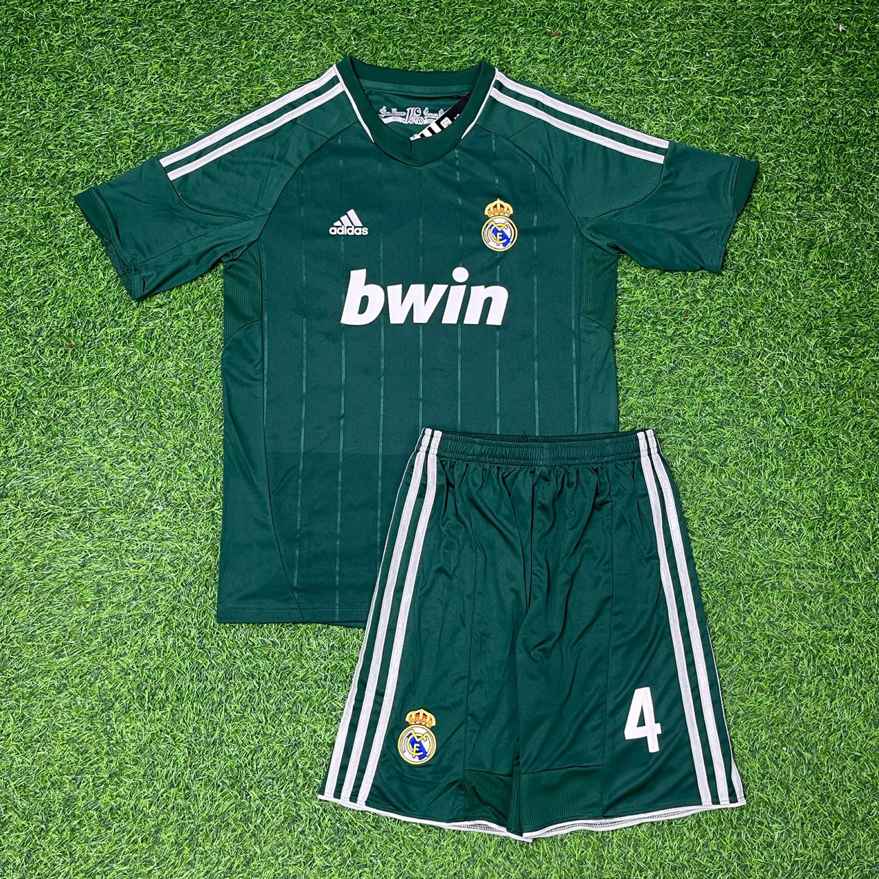 Sergio Ramos #4 Real Madrid 2012-2013 Green Kids Jersey Soccer Shirt