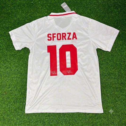Ciriaco Sforza Switzerland 1994 World Cup White Retro Football Jersey