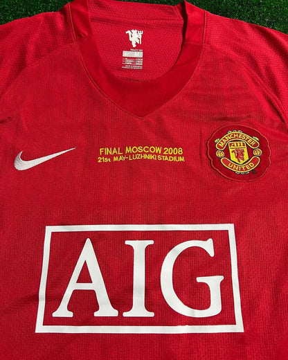 Cristiano Ronaldo CR7 Manchester United Champions League Finale Moskau 2008 Retro Rotes Fußballtrikot