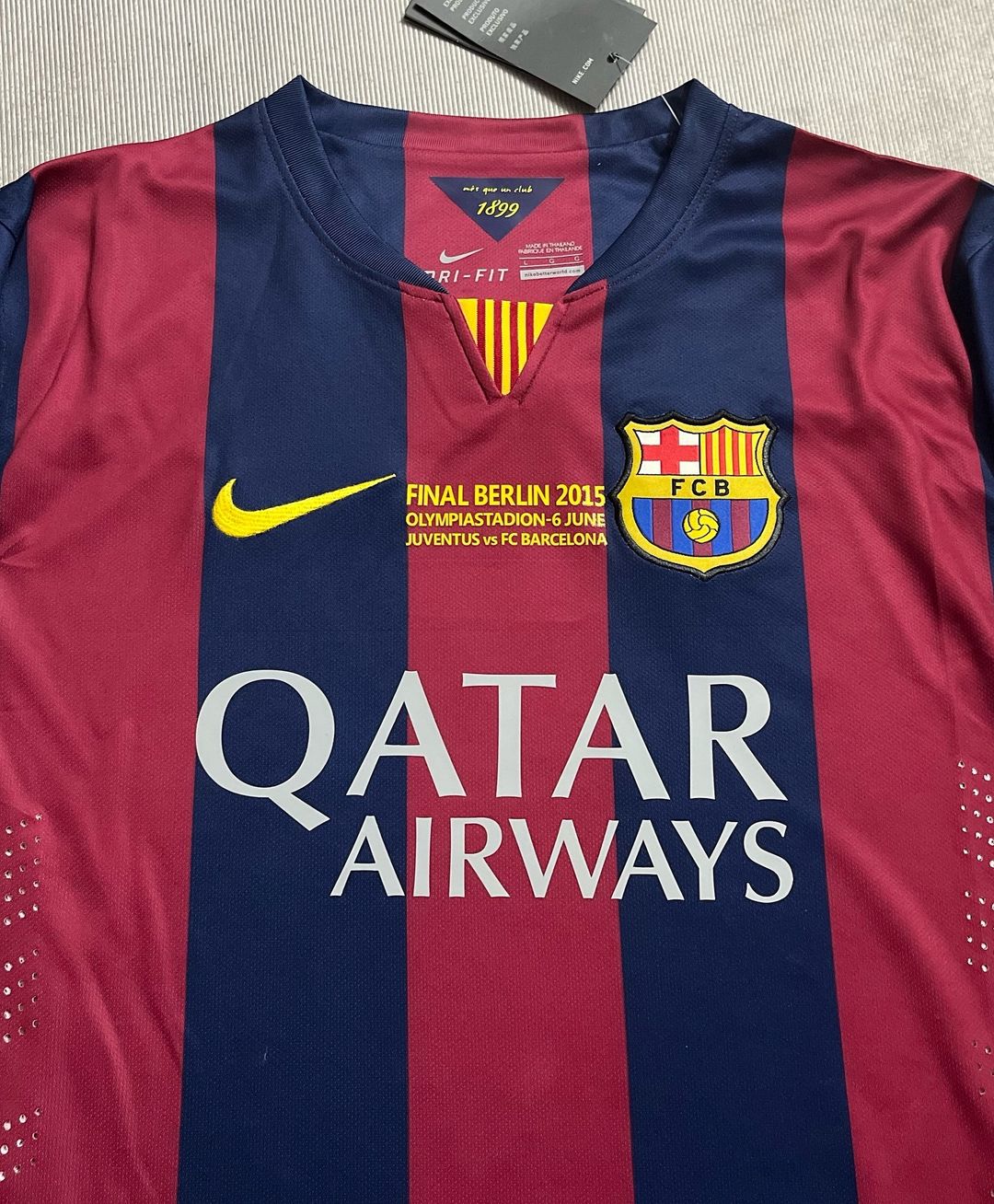 Xavi Hernandez Barcelona 2015 Final Berlin Champions League Jersey Trikot Soccer Shirt