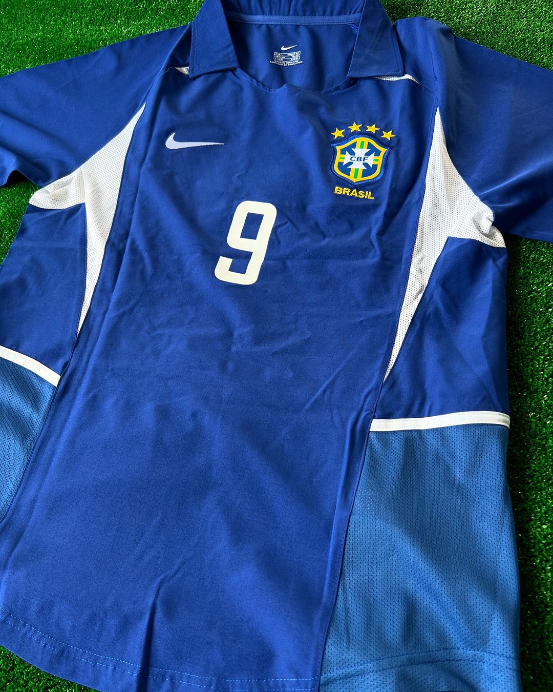 Phänomen Ronaldo Nazário Brasilien 2002 Weltmeisterschaft Blaues Retro T-Shirt Kurzarm