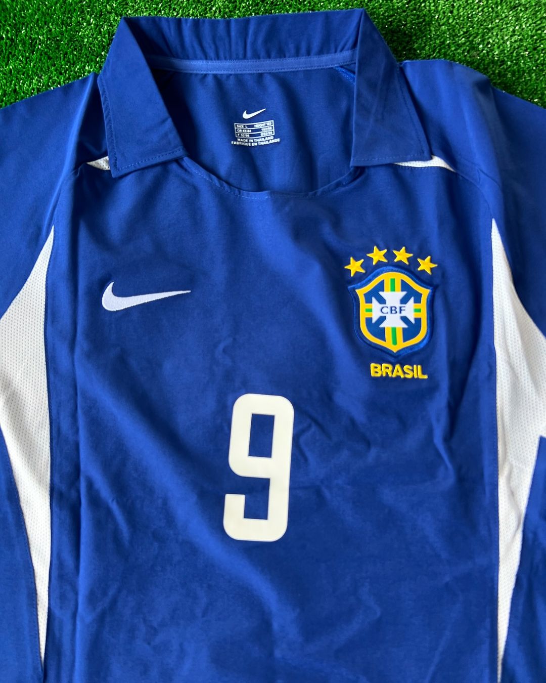 Phänomen Ronaldo Nazário Brasilien 2002 Weltmeisterschaft Blaues Retro T-Shirt Kurzarm