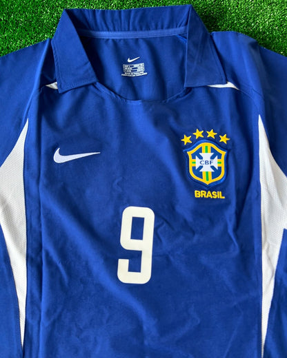 Phänomen Ronaldo Nazário Brasilien 2002 Weltmeisterschaft Blaues Retro T-Shirt Kurzarm
