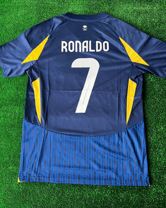 Cristiano Ronaldo #cr7 Al Nassr 2025 Nouvelle Saison Maillot Domicile Noir Bleu Arabie Saoudite