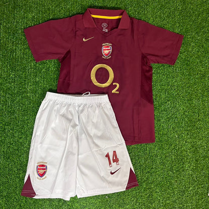 Thierry Henry Arsenal 2005/06 Heim Bordeaux Kinder Kit – Trikot für Kinder – | KinderTrikot | Maillot Enfant Soccer Shirt