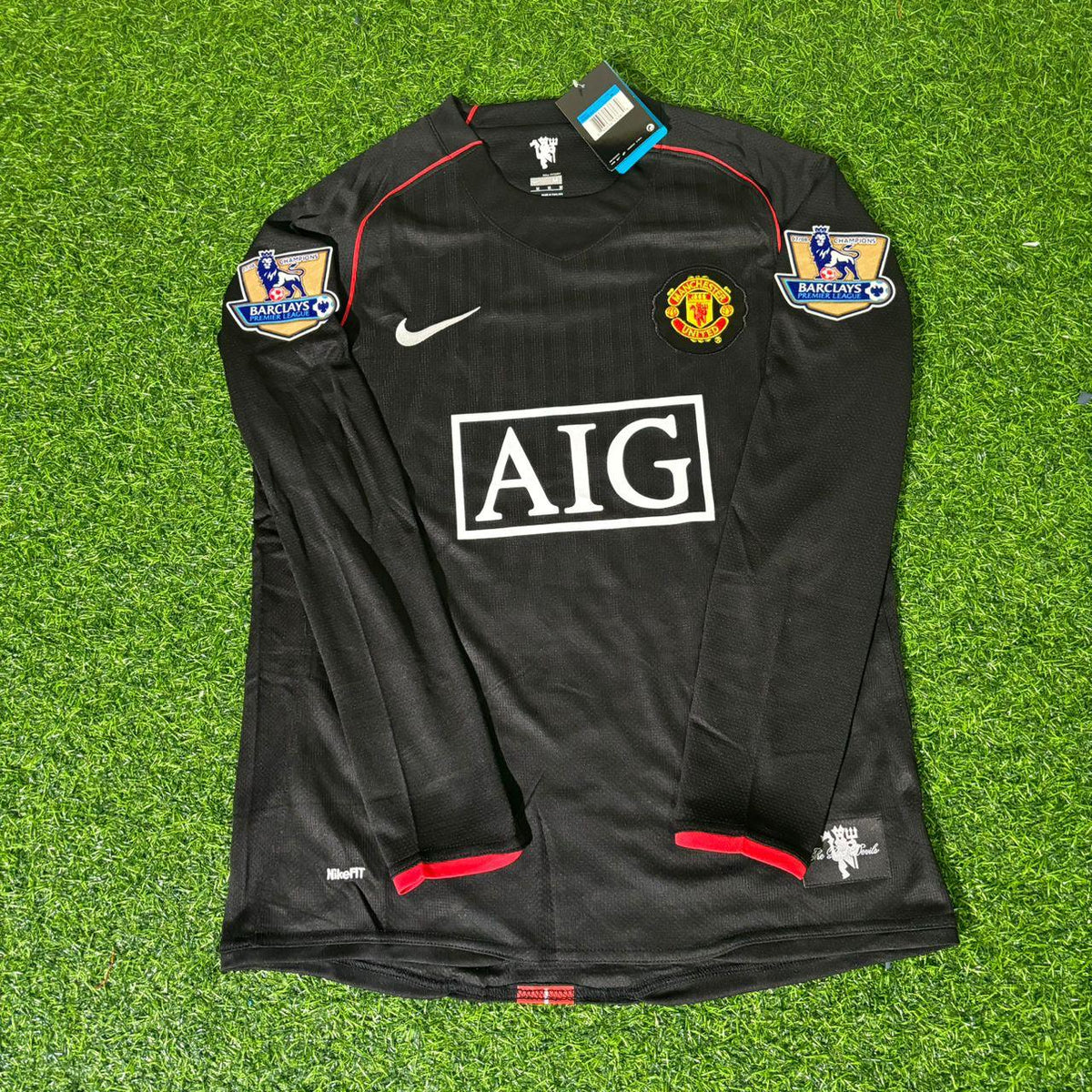 Conjunto de camiseta de fútbol retro negra del Manchester United 2007-2008 de Wayne Rooney