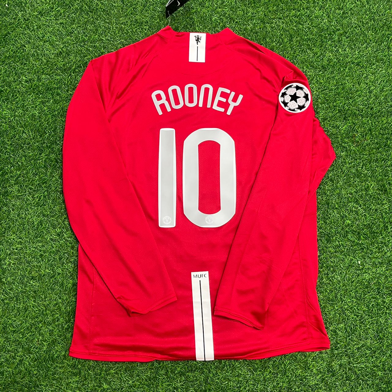 Wayne Rooney 10 Manchester United 2008 Champions Leage Final Moscow Retro Long Sleeve Jersey Soccer Shirt