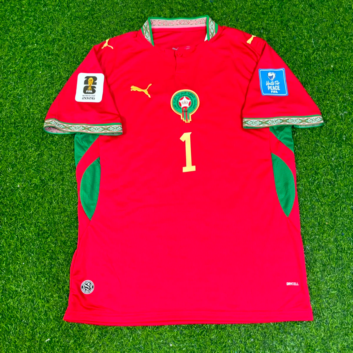 Camiseta de fútbol roja de local de Marruecos para el Mundial 2026 de Yassine Bounou