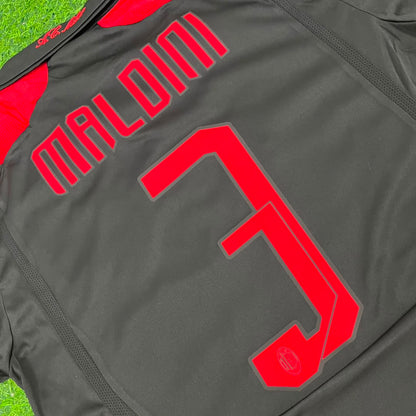 Camiseta de fútbol retro negra de Paolo Maldini AC Milan 2007-2008, tercera equipación