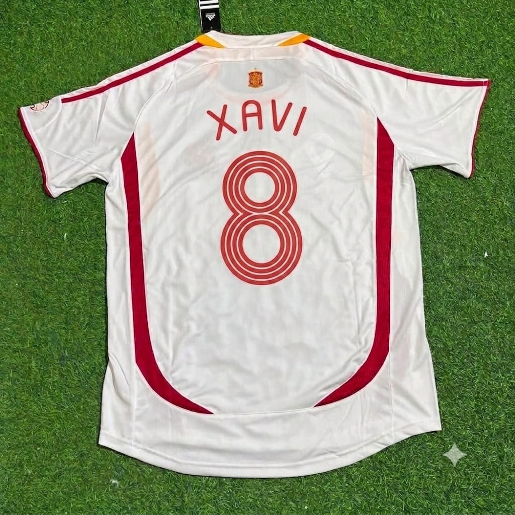 Xavi Hernandez Spanien 2006 Weltmeisterschaft Weiß Retro Trikot