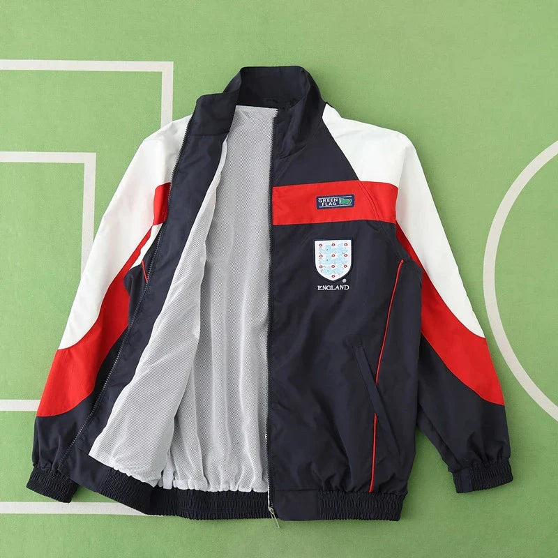 England Black Retro Windbreaker Jacke – | Windbreaker Jacke | Coupe-Vent Fußballhemd