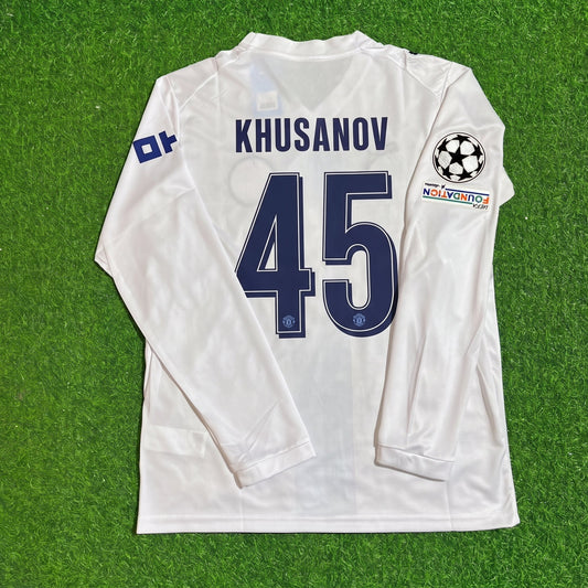 Abdülkadir Khusanov #45 Manchester City 2026-27 Third New Season Long Sleeve Champions League Patch Jersey Trikot Maillot Soccer Shirt