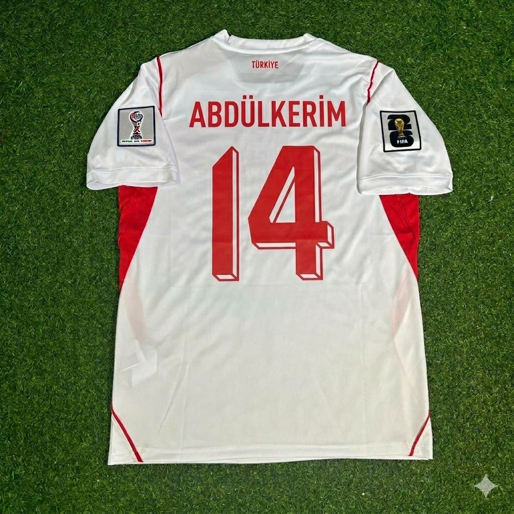 Abdülkerim Bardakçı #14 Turkey Türkiye - Coupe du Monde 2026 - Extérieur Blanc - Maillot Trikot - Maillot Maglia