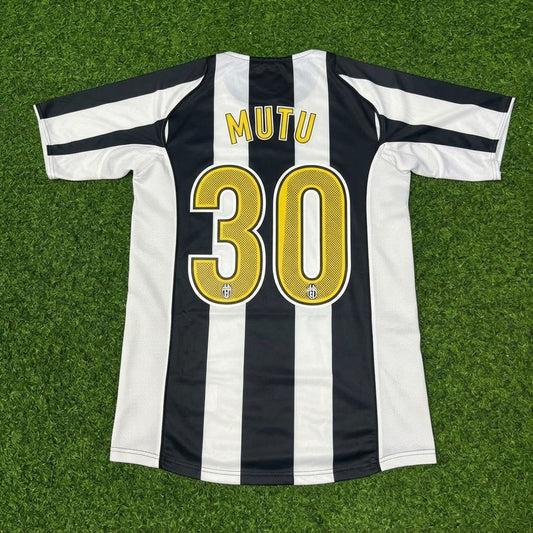 Adrian Mutu #30 Juventus 2004-2005 Schwarz Weiß Heim Retro Fußballtrikot