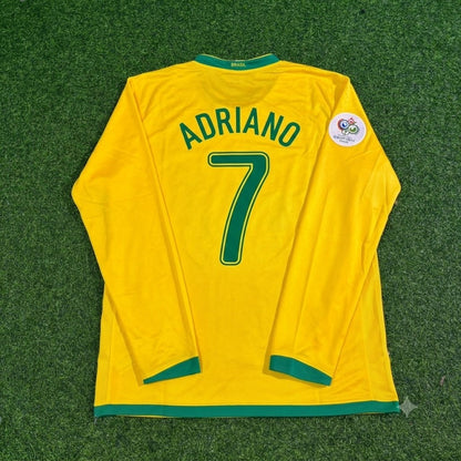 Adriano #7 Brazil 2006 World Cup Long Sleeve Football Jersey