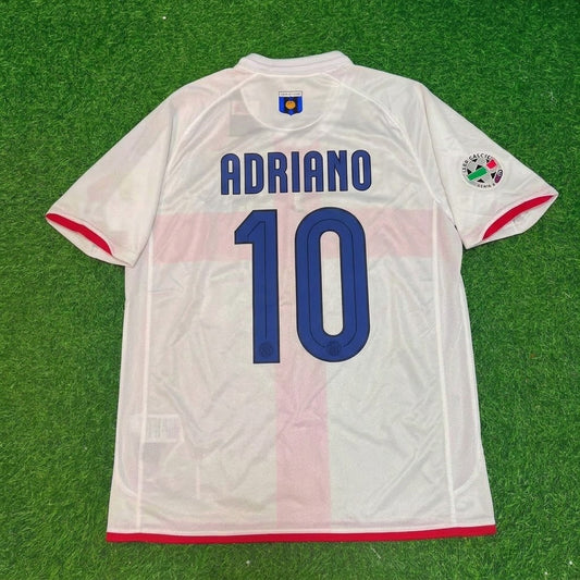 Adriano #10 Inter Saison 2007-2008 Auswärts weiß rot Retro Trikot Fußballshirt
