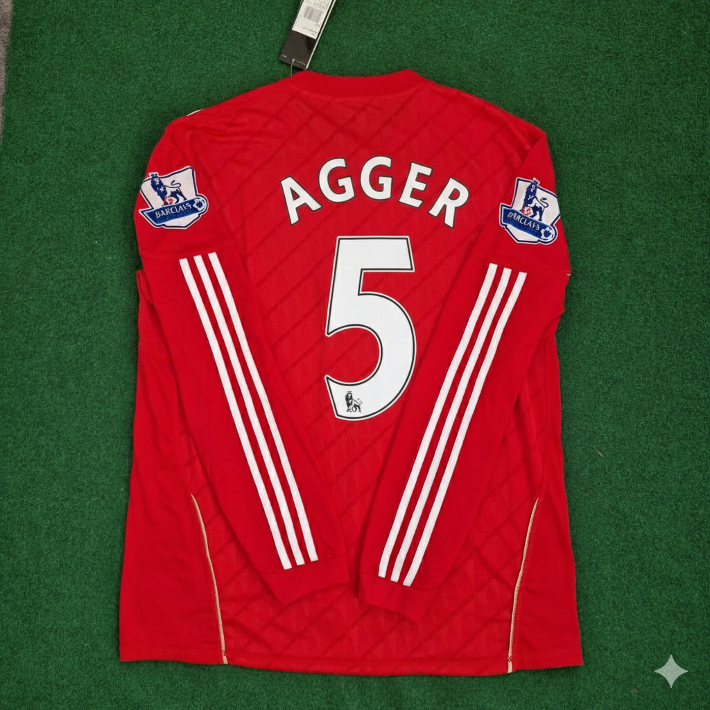 Liverpool 2010/12 Long Sleeve Red Retro Jersey – Daniel Agger