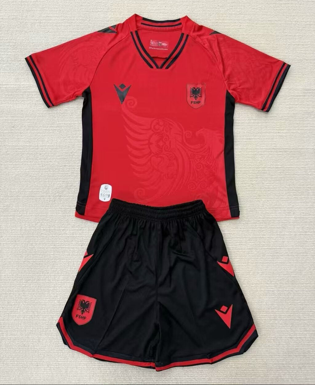 Albanie 2025-26 Maillot Domicile Enfant Trikot Maillot de Football