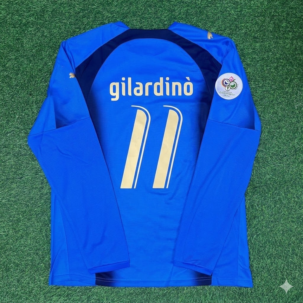 Alberto Gilardino #11 Italien 2006 WM Finale Langarm Retro Trikot Maillot Maglia Fußballtrikot
